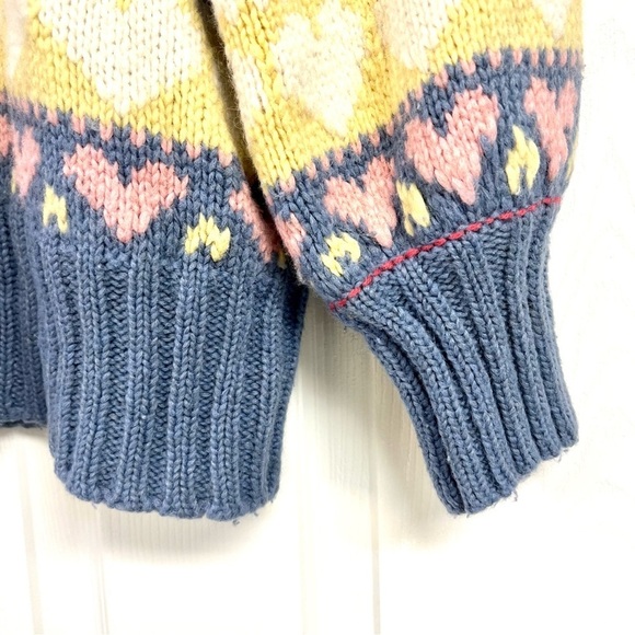 LOVESHACKFANCY Shirelle Puff Sleeve Heart Sweater Wool alpaca Romantic women L - Picture 4 of 13